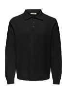 Onshope Rlx Ls Polo Knit Life Tops Polos Long-sleeved Black ONLY & SON...