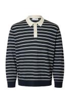 Slhtray Ls Knit Merino Relaxed Polo Tops Polos Long-sleeved Navy Selec...