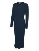Mllucy June Ls Jrs Midi Dress 2F Knælang Kjole Navy Mamalicious