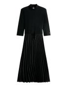 Slim 5X2 Rib Mix Midi Drs Knælang Kjole Black Tommy Hilfiger