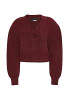 Knit Puffsleeve Cardigan Tops Knitwear Cardigans Burgundy ROTATE Birge...