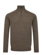 Bs Pelle Regular Fit Knitwear Tops Knitwear Half Zip Jumpers Beige Bru...