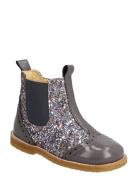 Booties - Flat - With Zipper Boots Støvler Silver ANGULUS
