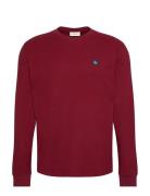 Ls Waffle Badge Crewnk Tee Tops Sweatshirts & Hoodies Sweatshirts Burg...