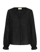 Crbetina Blouse Tops Blouses Long-sleeved Black Cream