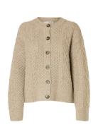 Slfnelly Ls Knit O-Neck Cardigan Tops Knitwear Cardigans Beige Selecte...
