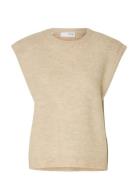 Slflulu Sl Knit Vest Vests Knitted Vests Beige Selected