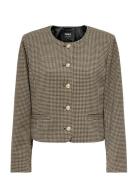 Onlmaggie Check Jacket Otw Blazers Cropped Blazers Brown ONLY