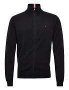 Pima Org Ctn Cashmere Zip Thru Tops Knitwear Full Zip Jumpers Black To...
