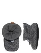 Structure Textile Slippers Shoes Baby Booties Grey Melton