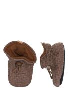 Structure Textile Slippers Shoes Baby Booties Brown Melton