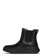 F-Mode Gem-Trim Leather Flatform Chelsea Boots Shoes Boots Ankle Boots...
