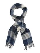 Wool Multi Checked Scarf Accessories Scarves Winter Scarves Blue GANT