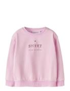 Nmfnadena Nreg Sweat Bru Tops Sweatshirts & Hoodies Sweatshirts Pink N...