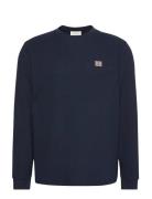 Ls Waffle Badge Crewnk Tee Tops Sweatshirts & Hoodies Sweatshirts Navy...