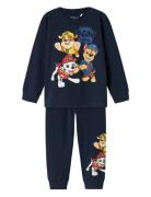 Nmmarlo Pawpatrol Ls Nightset Noos Cplg Pyjamassæt Navy Name It