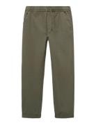Elastic Waist Trousers Bottoms Trousers Casual Khaki Green Mango