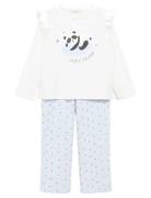 Printed Long Pyjamas Pyjamassæt Blue Mango