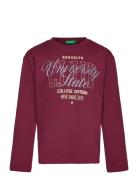 T-Shirt L/S Tops T-shirts Long-sleeved T-Skjorte Burgundy United Color...