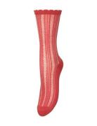 Crochia Cotta Sock Lingerie Socks Regular Socks Red Becksöndergaard