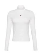 Ls Woven Label Turtleneck Tops Knitwear Turtleneck White Calvin Klein ...