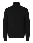 Slhdane Ls Knit Structure Roll Neck Noos Tops Knitwear Turtlenecks Bla...