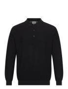 100% Merino Polo Knit Tops Knitwear Long Sleeve Knitted Polos Black Li...