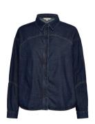 Archie Denim Crop Shirt Tops Shirts Denim Shirts Navy French Connectio...