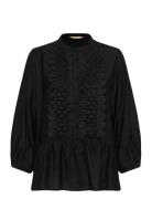 Cuurta Blouse Tops Blouses Long-sleeved Black Culture