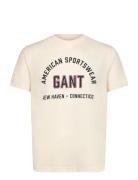 Printed Graphic Ss T-Shirt Tops T-Kortærmet Skjorte Cream GANT