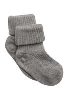 Cotton Rib Baby Socks Sokker Strømper Grey Mp Denmark