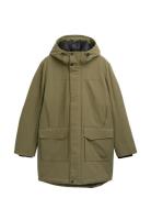 Tech Hooded Parka Parka Jakke Khaki Green Tom Tailor