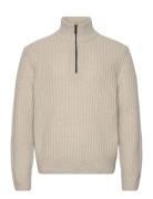 Kwinter Tops Knitwear Half Zip Jumpers Beige BOSS
