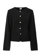 Pcfarie Ls O-Neck Split Knit D2D Fsy Tops Knitwear Cardigans Black Pie...