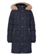 Faux-Fur-Trim Hooded Down Coat Foret Jakke Navy Lauren Ralph Lauren