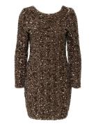 Onlconfidence L/S Deep Sequins Dressjrs. Kort Kjole Brown ONLY