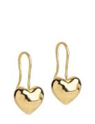 Earrings, Poma Drop Heart Ørestickere Smykker Gold Enamel Copenhagen
