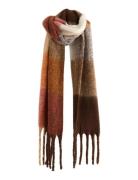 Scarf Big Fringe Check Wool Accessories Scarves Winter Scarves Brown L...