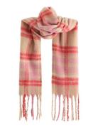 Scarf Big Fringe Check Wool Ve Accessories Scarves Winter Scarves Pink...