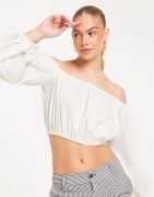 Pieces - Hvid - Pcmari Ls Off Shoulder Cr Top D2D D