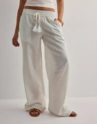 Nelly - Hvid - Pull On Tassel Linen Pants