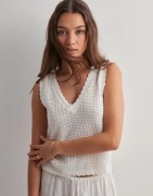 Pieces - Hvid - Pcscout Sl V-Neck Reversible Knit B
