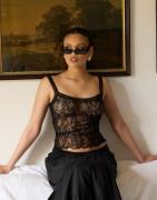 Nelly - Sort - Lace Strap Top