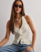 Nelly - Hvid - Lovely Halterneck Frill Top