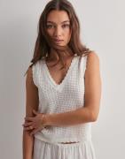Pieces - Hvid - Pcscout Sl V-Neck Reversible Knit B