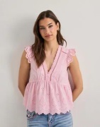Nelly - Pink - Embroidered Flounce Blouse