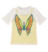 Stella McCartney Kids Kjole - HÃ¦klet - Hvid/Gul m. Sommerfugl