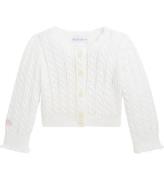 Polo Ralph Lauren Cardigan - Cropped - Strik - Hvid m. HulmÃ¸nste