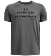 Under Armour T-Shirt - Tech Split Wordmark - Castlerock m. Sort