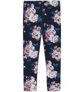 Name It Leggings - NmfVivian - Dark Sapphire m. Blomster